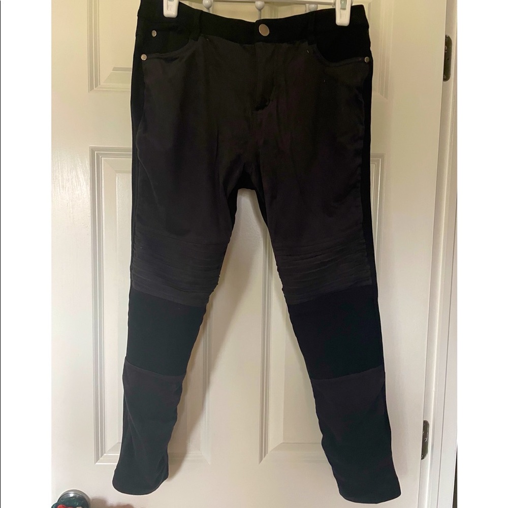 Black suede jeggings